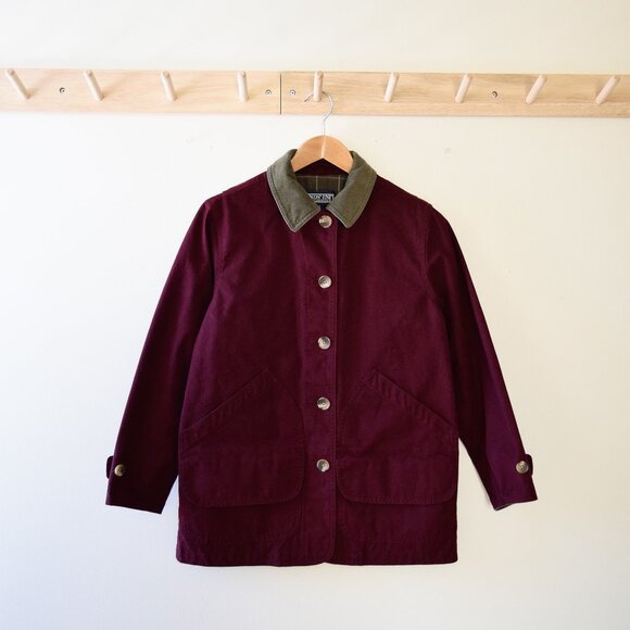 Lands End burgundy flannel lined chore coat XS-P - Picture 1 of 6